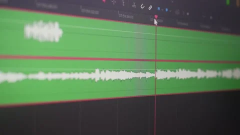 Editing and working with sound in a special program. Monitor screen with audio Vídeos de archivo 200125601