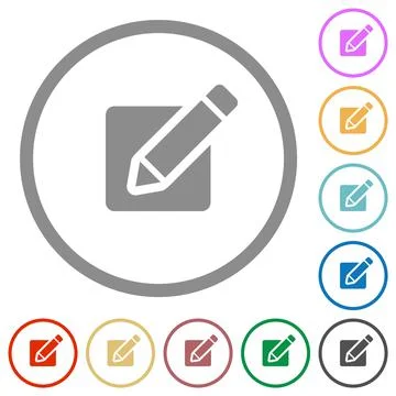 Editing box with pencil solid flat icons with outlines 스톡 일러스트