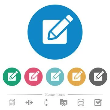 Editing box with pencil solid flat round icons イラスト素材