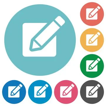 Editing box with pencil solid flat round icons イラスト素材