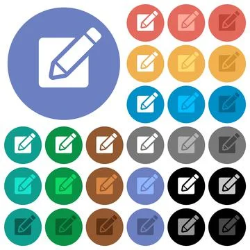 Editing box with pencil solid round flat multi colored icons イラスト素材