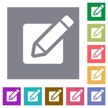 Editing box with pencil solid square flat icons イラスト素材