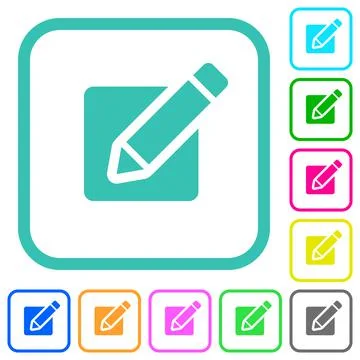 Editing box with pencil solid vivid colored flat icons Stock Illustration