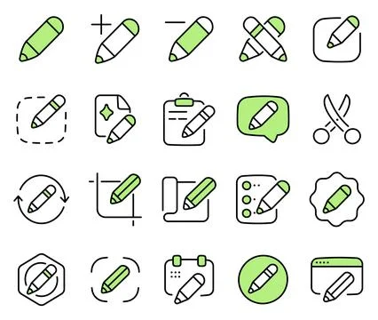 Editing correcting icon set featuring pencil Stock Illustration