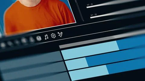 Editing a deep fake video using software tools on a computer screen with Stock Photos