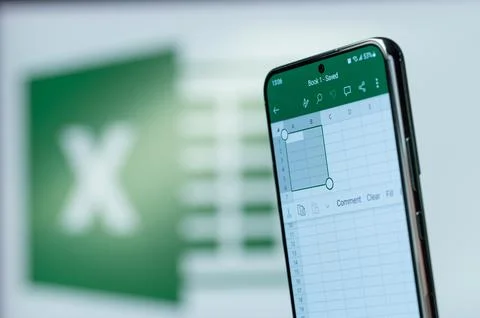 Editing document in Microsoft excel app Stock Photos