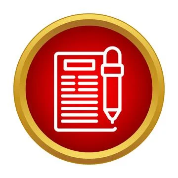 Editing document with pencil icon red button Illustrazione stock