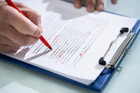 Editing Essay Content On Paper Stock Photos