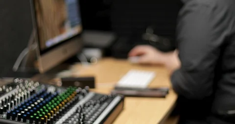 Editing music in a recording studio Stock Footage 108321113
