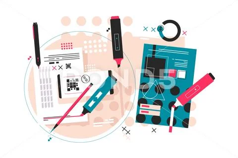 Editing of paper notes Ilustração Stock