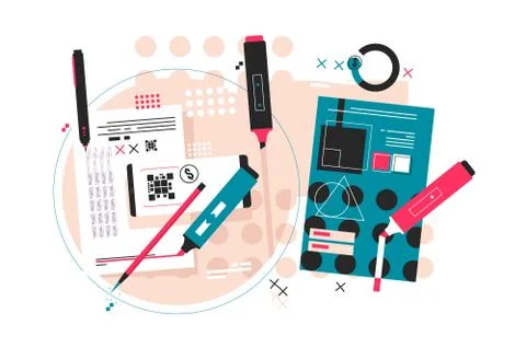 Editing of paper notes Ilustração Stock