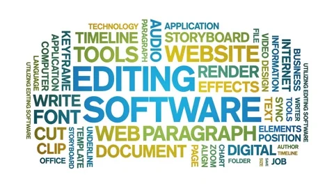 Editing Software animated word cloud,animation kinetic typography seamless loop Vídeo Stock 300670483