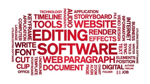 Editing Software animated word cloud,animation kinetic typography seamless loop Vídeo Stock 300670520