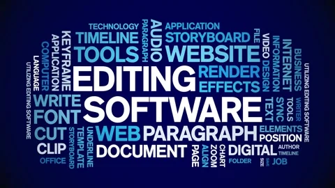 Editing Software animated word cloud,animation kinetic typography seamless loop Vídeo Stock 300670645