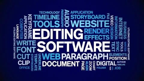 Editing Software animated word cloud,animation kinetic typography seamless loop Vídeo Stock 300670783