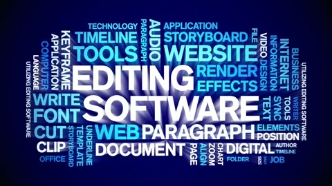 Editing Software animated word cloud,animation kinetic typography seamless loop Vídeo Stock 300670851