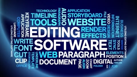 Editing Software animated word cloud,animation kinetic typography seamless loop Vídeo Stock 300671021