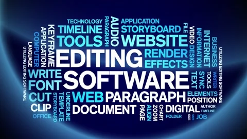 Editing Software animated word cloud,animation kinetic typography seamless loop Vídeo Stock 300671049
