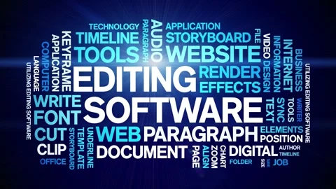 Editing Software animated word cloud,animation kinetic typography seamless loop Vídeo Stock 300671092