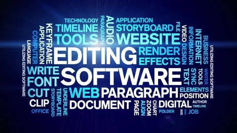 Editing Software animated word cloud,animation kinetic typography seamless loop Vídeo Stock 300671132