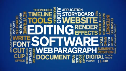 Editing Software animated word cloud,animation kinetic typography seamless loop Vídeo Stock 300671241