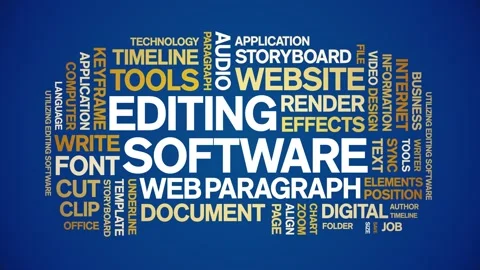 Editing Software animated word cloud,animation kinetic typography seamless loop Vídeo Stock 300671379