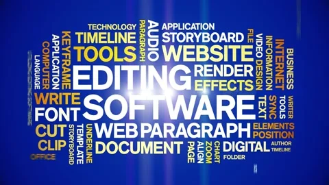 Editing Software animated word cloud,animation kinetic typography seamless loop Vídeo Stock 300671484