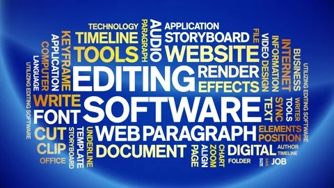 Editing Software animated word cloud,animation kinetic typography seamless loop Vídeo Stock 300671757