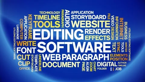 Editing Software animated word cloud,animation kinetic typography seamless loop Vídeo Stock 300671891