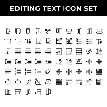 Editing text icon set include text bold,document,paste,spacing,increase,redo, Stock Illustration