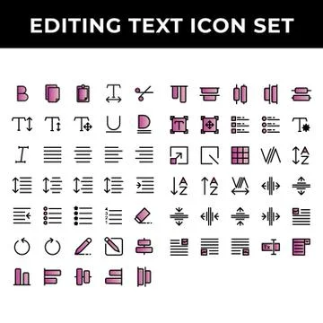 Editing text icon set include text bold,document,paste,spacing,increase,redo, Stock Illustration