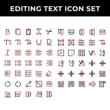 Editing text icon set include text bold,document,paste,spacing,increase,redo, Stock Illustration