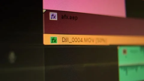 Editing timeline in movie editing software. Close up. Computer screen. Pixels Stock Footage 196210956