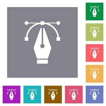 Editing vector curve with pen tool square flat icons イラスト素材