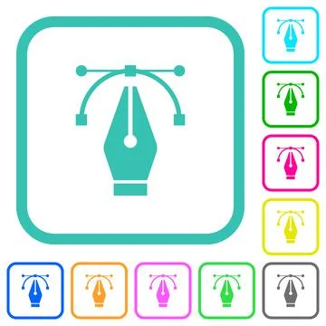Editing vector curve with pen tool vivid colored flat icons Illustrazione stock