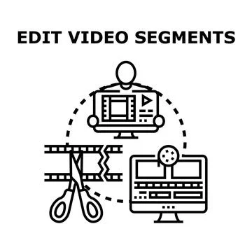Editing video segments concept with process illustration Stock Illustration