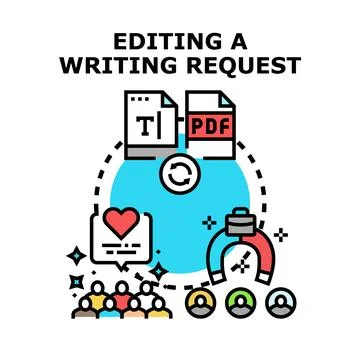 Editing a writing request and content improvement process イラスト素材