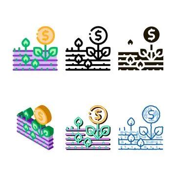 Edition money tree on field icon vector outline Stock Illustration