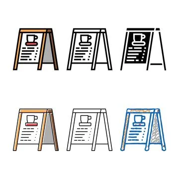 Edition outside menu board coffee cafeteria color icon vector Stock Illustration