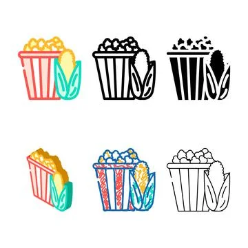 Edition popcorn corn yellow color icon vector Stock Illustration