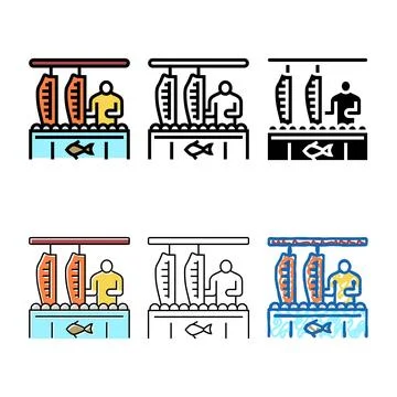 Edition processing plant salmon color icon vector イラスト素材