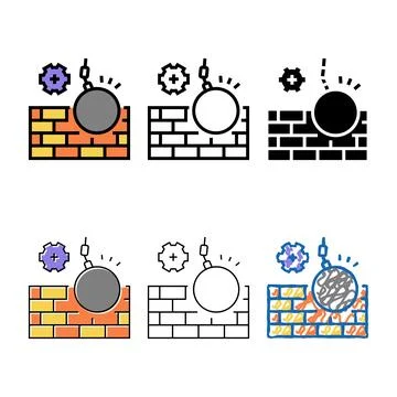 Edition wall building construction dismantling color icon vector Stock Illustration