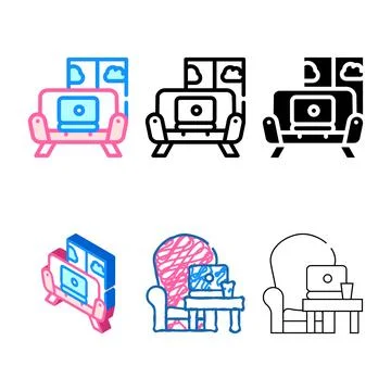 Edition working on couch color icon vector Stock Illustration