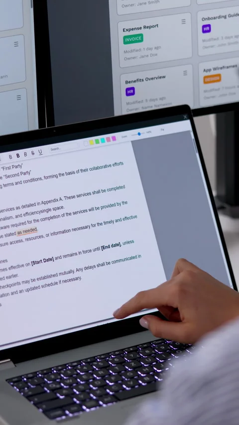 Editor Carefully Reviews And Corrects Text Stock Footage 332911039