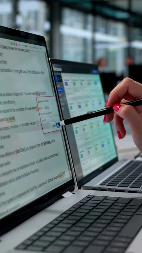 Editor Carefully Reviews And Corrects Text Stock Footage 338170620