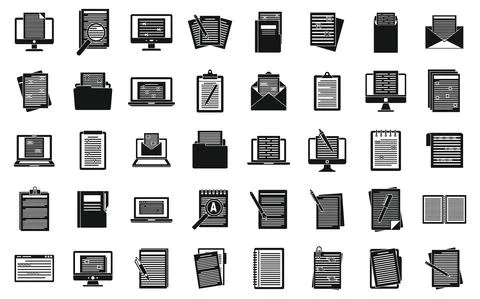 Editor document icons set, simple style Illustrazione stock