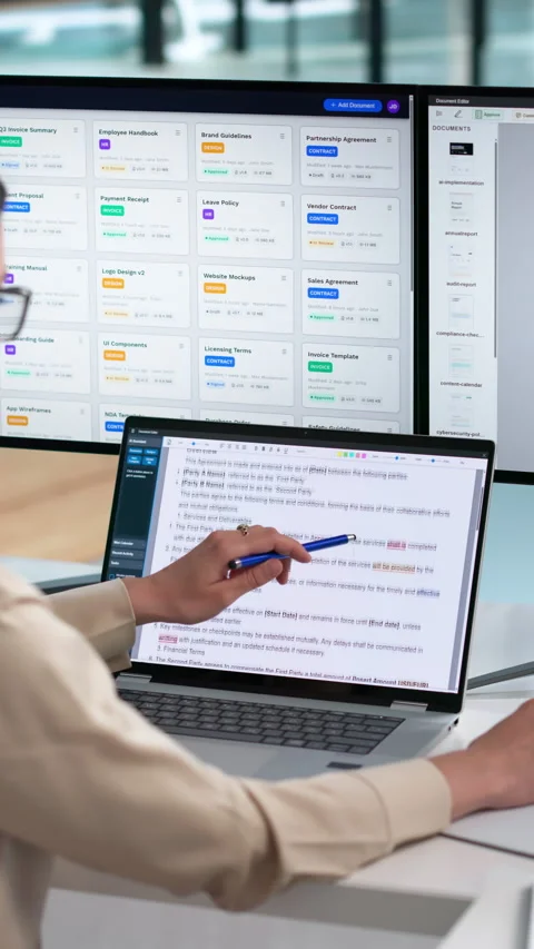 Editor Reviews And Corrects Text Documents Stock Footage 338172140
