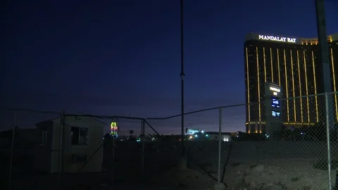 Editorial - 10-1-17 - Las Vegas Shooting - Pan Right Mandalay Bay Stock Footage 99375862
