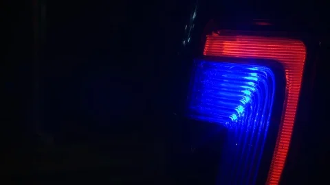 Editorial - 10-8-17 - Las Vegas Shooting Scene - Police Lights 1 Video stock 99377178