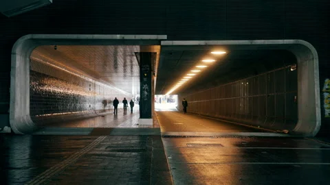 Editorial 4K Cyclists and Pedestrians Using Amsterdam Central Station Tunnel Stock Footage 338425834